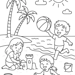 Praia para imprimir e colorir