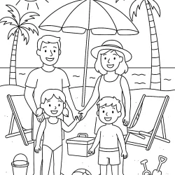 Praia para imprimir e colorir