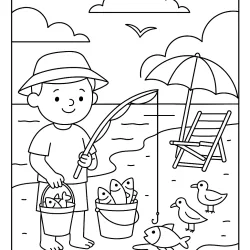 Praia para imprimir e colorir