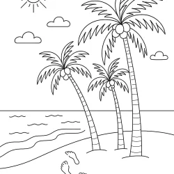 Praia para imprimir e colorir