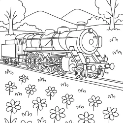 Trem para imprimir e colorir
