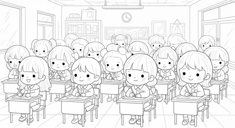 Escola para imprimir e colorir