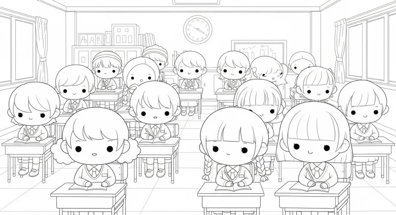 Escola para imprimir e colorir