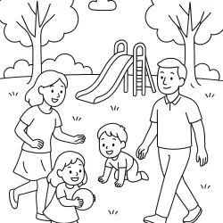 Família para imprimir e colorir