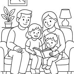 Família para imprimir e colorir
