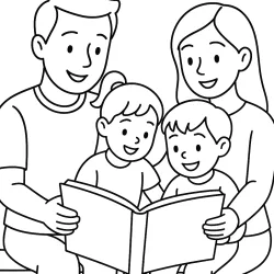 Família para imprimir e colorir