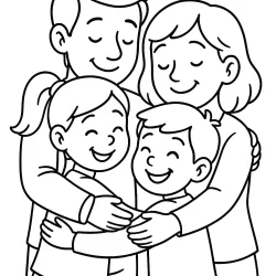 Família para imprimir e colorir