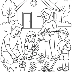 Família para imprimir e colorir