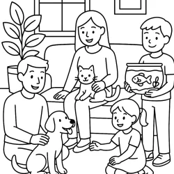 Família para imprimir e colorir