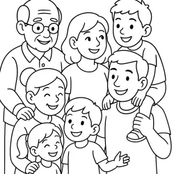 Família para imprimir e colorir