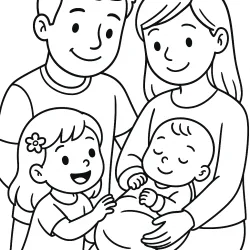 Família para imprimir e colorir