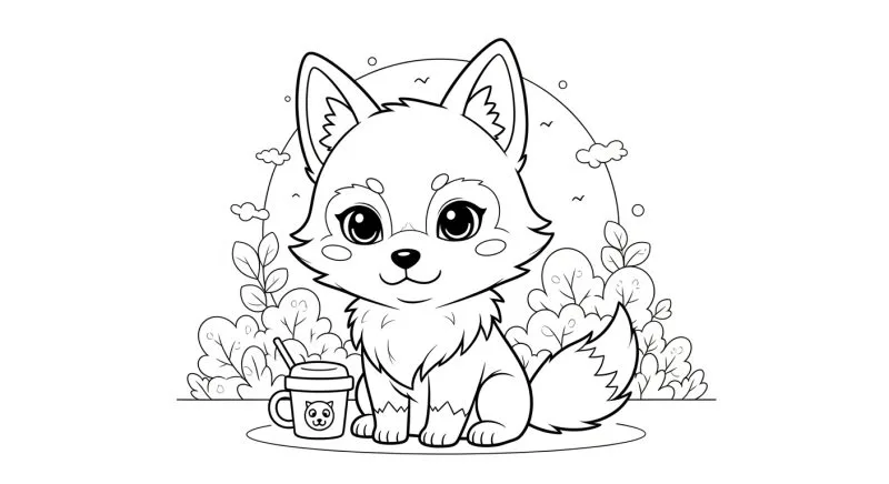 Lobo para imprimir e colorir