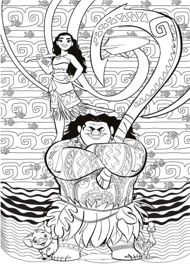 Moana para imprimir e colorir