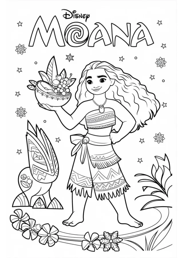 Moana para imprimir e colorir