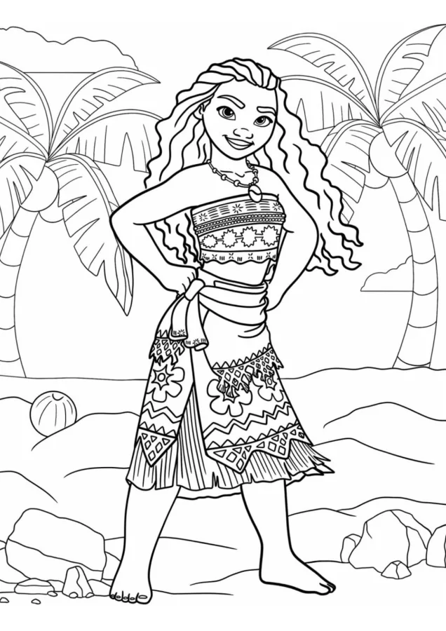 Moana para imprimir e colorir