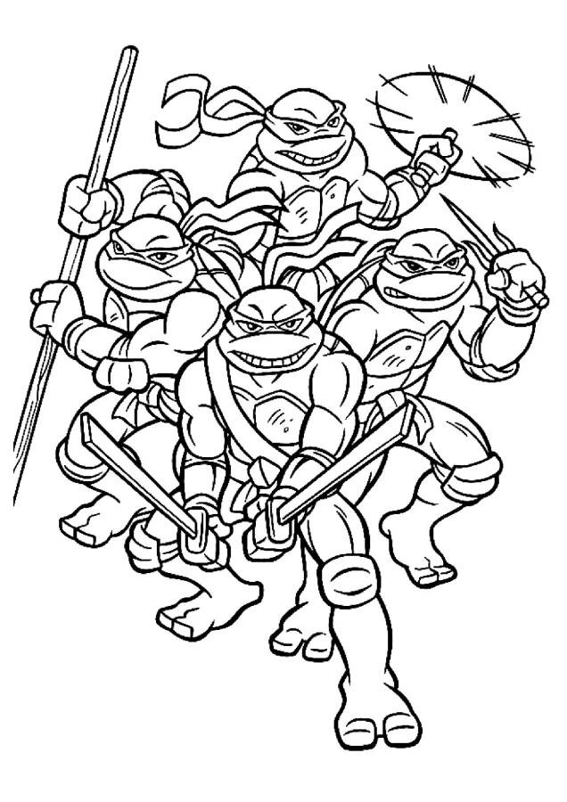 Tartarugas ninja para imprimir e colorir