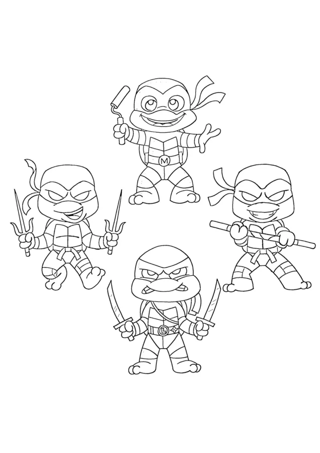 Tartarugas ninja para imprimir e colorir