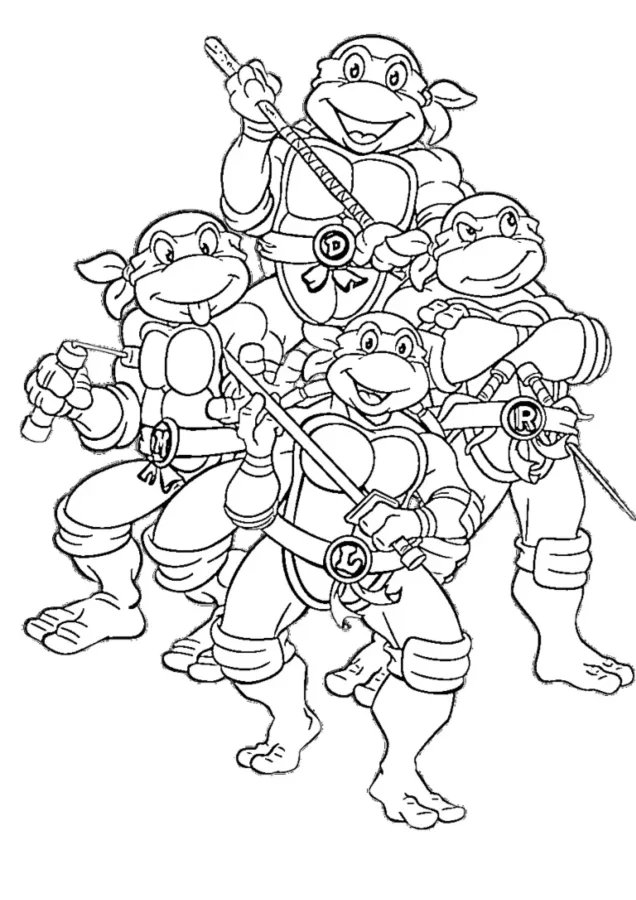 Tartarugas ninja para imprimir e colorir