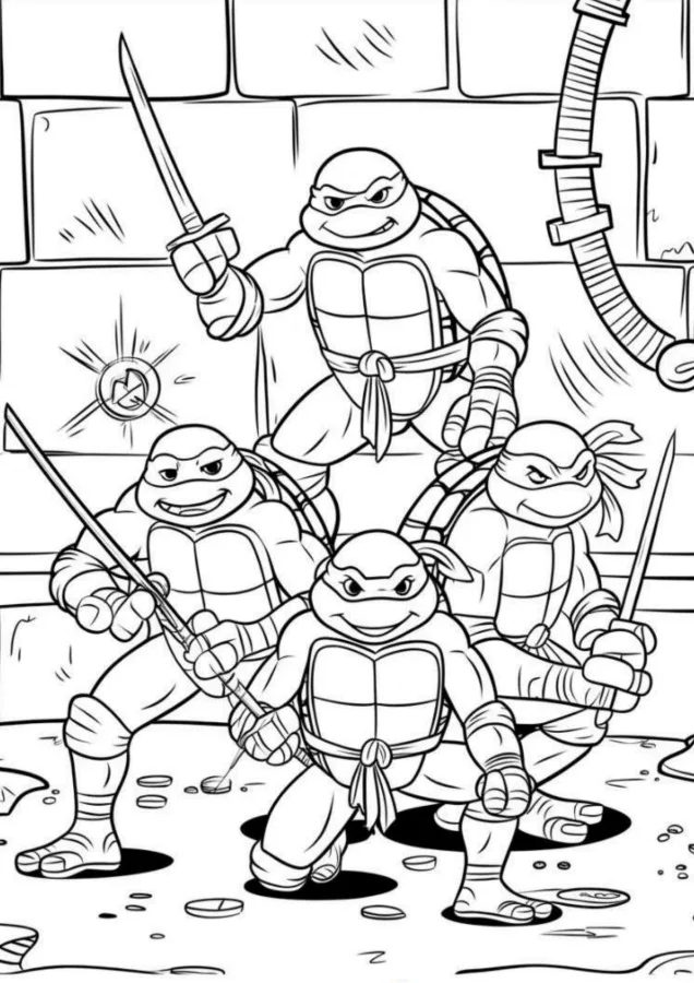 Tartarugas ninja para imprimir e colorir