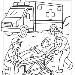 Ambulância para imprimir e colorir