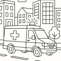 Ambulância para imprimir e colorir