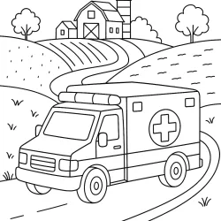 Ambulância para imprimir e colorir