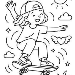 Skate para imprimir e colorir
