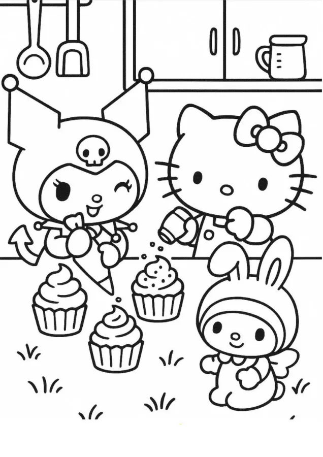 Hello Kitty para imprimir e colorir