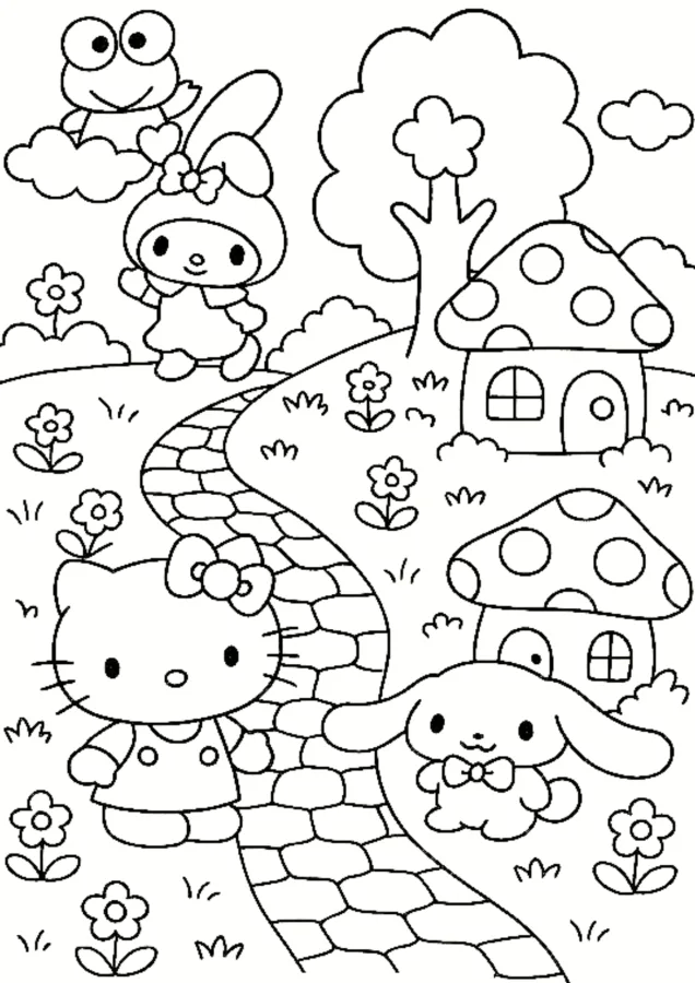 Hello Kitty para imprimir e colorir