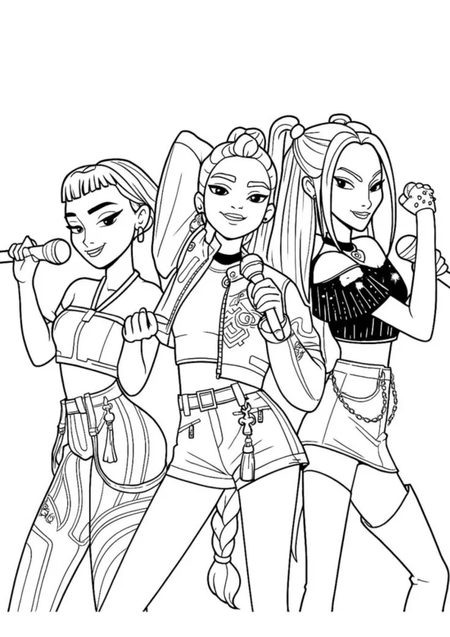 Guerreiras do K-Pop para imprimir e colorir
