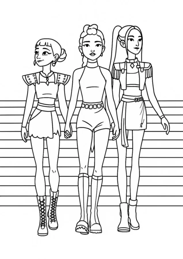 Guerreiras do K-Pop para imprimir e colorir