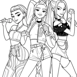 Guerreiras do KPop para imprimir e colorir