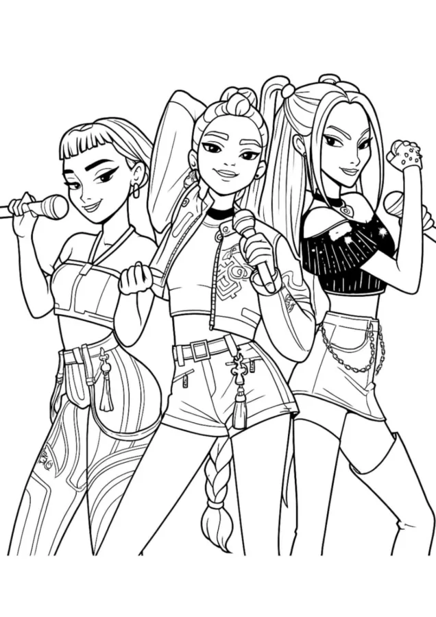 Guerreiras do KPop para imprimir e colorir