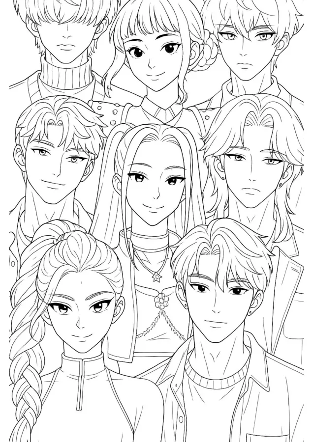 Guerreiras do K-Pop para imprimir e colorir