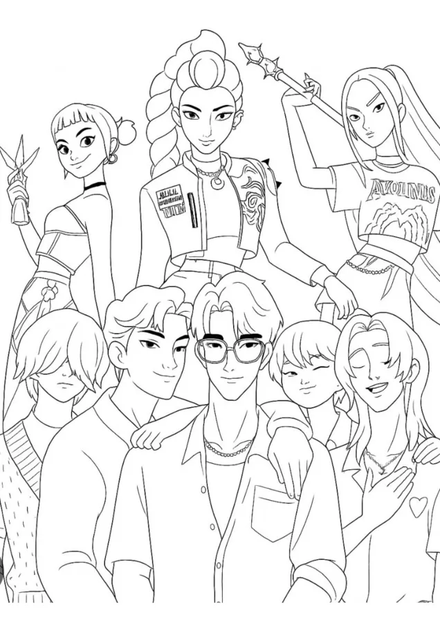 Guerreiras do KPop para imprimir e colorir