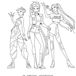 Guerreiras do KPop para imprimir e colorir