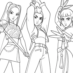 Guerreiras do KPop para imprimir e colorir