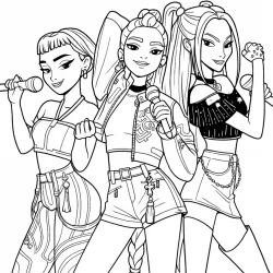 Huntrix K-Pop para imprimir e colorir