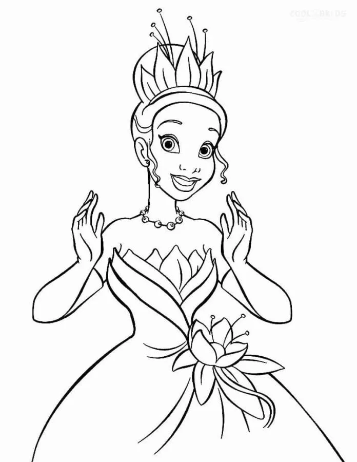 A Princesa e o Sapo para imprimir e colorir