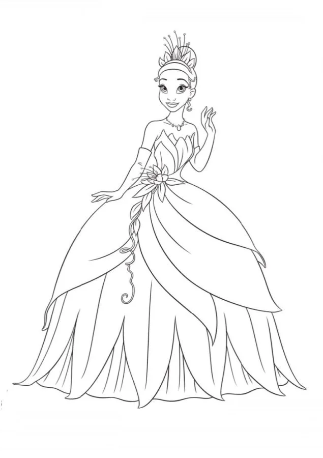 A Princesa e o Sapo para imprimir e colorir