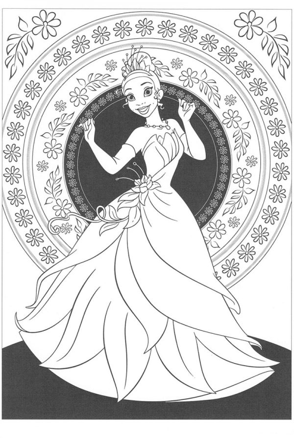 A Princesa e o Sapo para imprimir e colorir