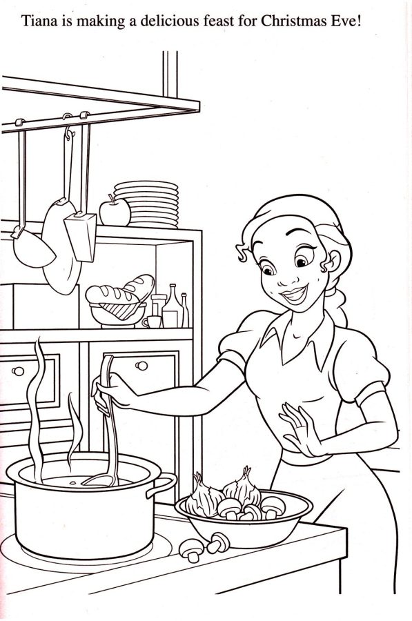 A Princesa e o Sapo para imprimir e colorir