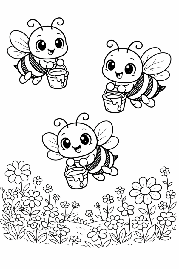 Abelhas para imprimir e colorir