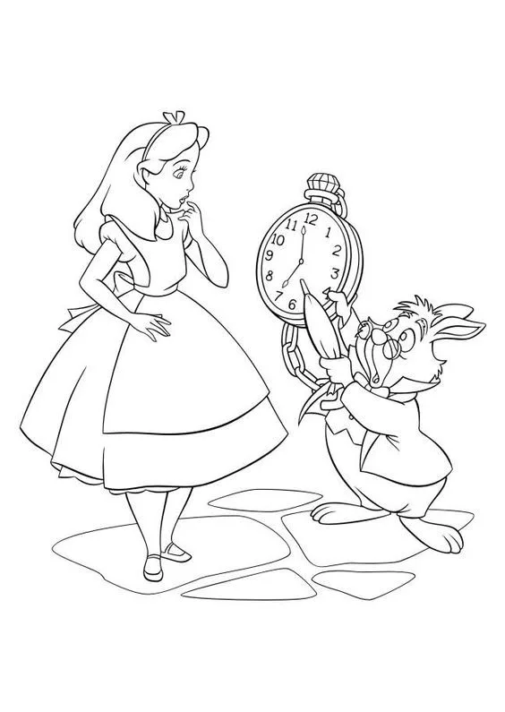 Alice no País das Maravilhas para imprimir e colorir