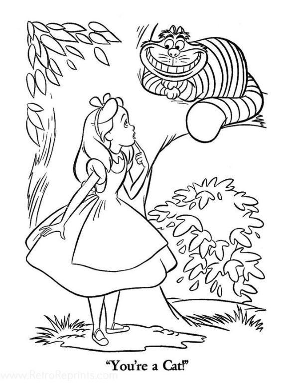Alice no País das Maravilhas para imprimir e colorir