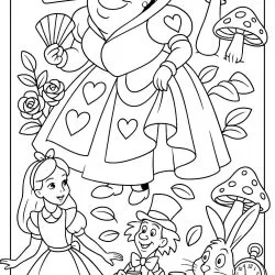 Alice no País das Maravilhas para imprimir e colorir