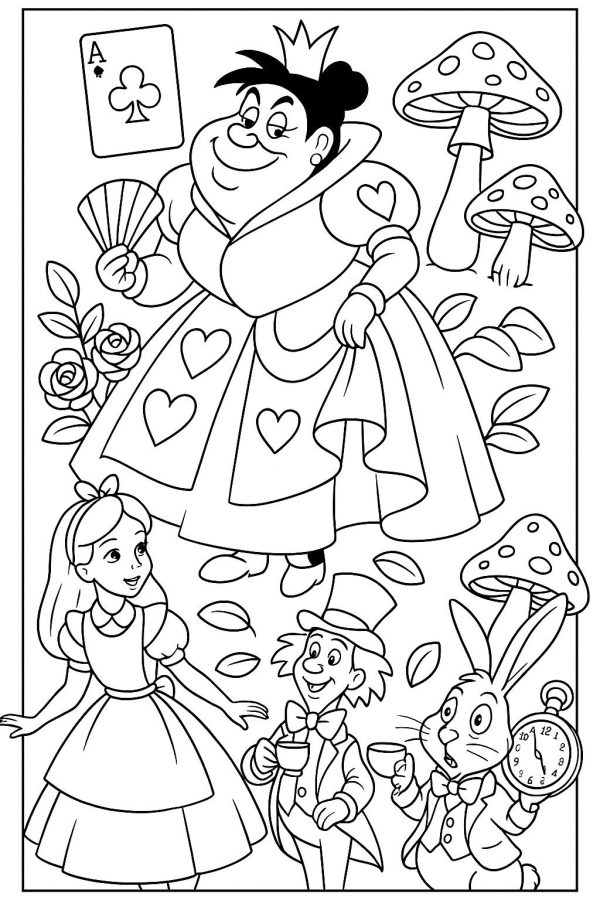 Alice no País das Maravilhas para imprimir e colorir