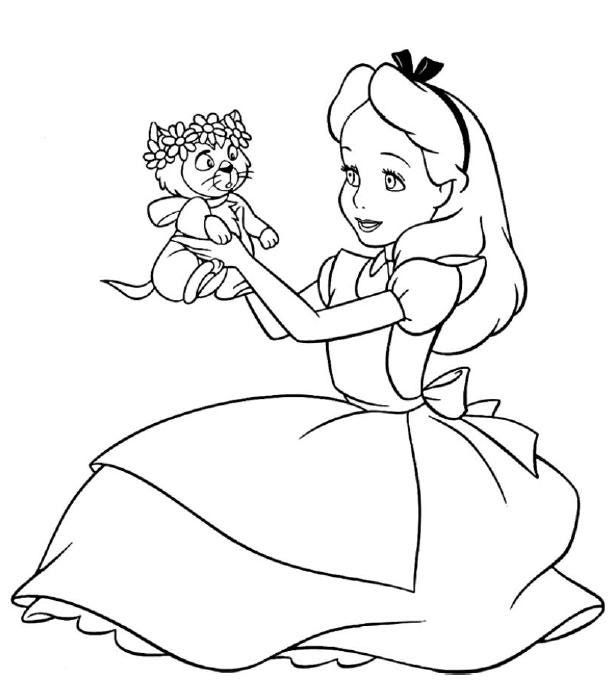 Alice no País das Maravilhas para imprimir e colorir