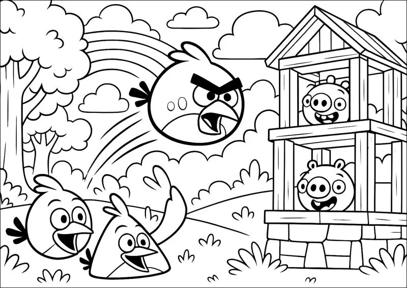Angry Birds para imprimir e colorir