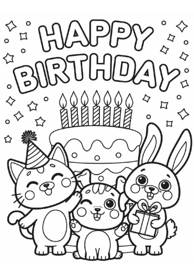 Aniversário para imprimir e colorir